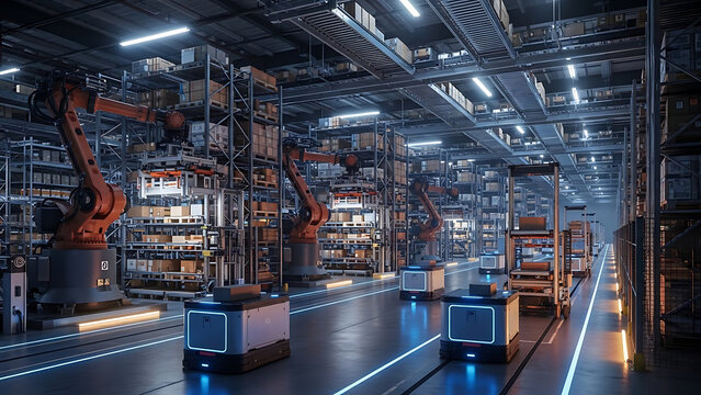 Automated warehouse robots efficiently manage logistics and inventory