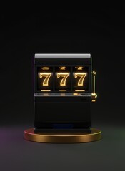 3d gold slot machine with gold 777 in casino vibes
