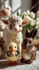 Easter Bunny, Lamb, and Chick &mdash; Traditional Symbols of Easter Celebration