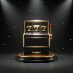3d gold slot machine with gold 777 in casino vibes
