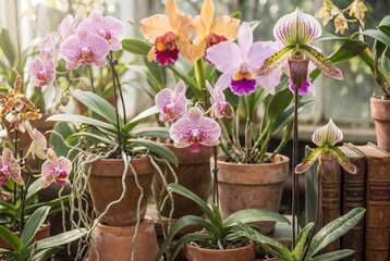 Beautiful pink Phalaenopsis orchids in full bloom, elegant exotic flowers close-up, vibrant petals with soft focus, luxury botanical wallpaper, spa wellness floral background, nature freshness
