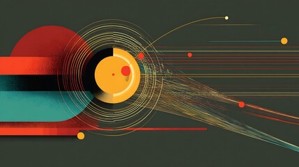Modern abstract diagram design featuring vibrant geometric shapes and dynamic lines on a dark background for creative projects and presentations