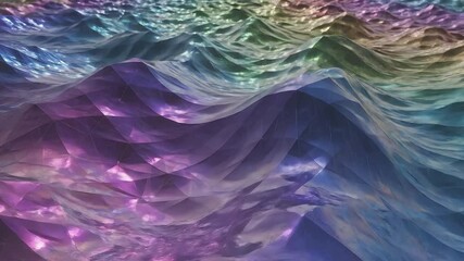 Mesmerizing abstract liquid surface with vibrant iridescent colors creating a dynamic flowing wave pattern perfect for futuristic backgrounds and digital art projects showcasing a beautiful interplay.