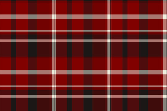Dress plaid seamless vector, ethnic tartan pattern texture. Stage textile check background fabric in red and maroon colors.