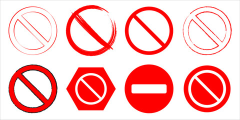 Red Forbidden Symbols Collection in Different Stylizations