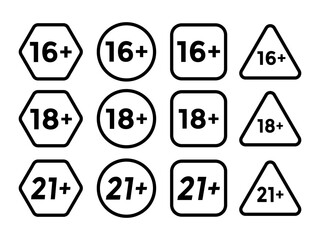 Age Restriction Symbols Collection Icon Line Set