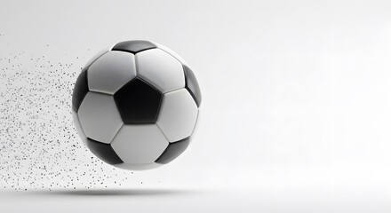 Soccer ball with particles flying off, 3d render of football for sports design