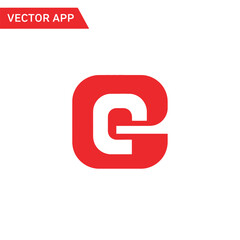 Modern application logo design concept displayed on a clean white background with bold red and white colors