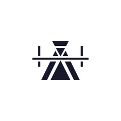 Geometric logo design featuring symmetrical shapes and abstract elements