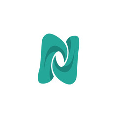Modern abstract logo design with swirling teal shapes on a white background