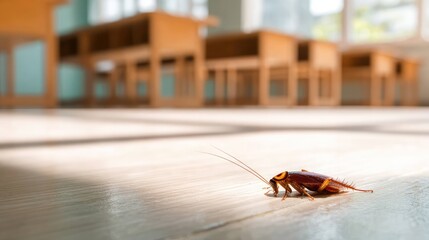 Detailed Sunlit Classroom Cockroach 