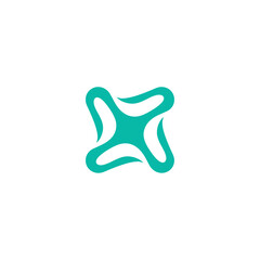 Modern abstract logo design concept with teal colored star shape on white background