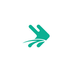 Minimalist logo design for application with abstract green shapes and dynamic motion