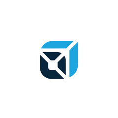 Modern logo design featuring a stylized envelope within a cube, representing communication and technology