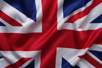 Waving united kingdom flag with fabric texture on dark blue background