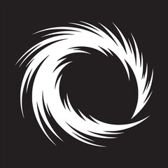 Fototapeta premium Abstract white vortex shape with sharp edges on a black background creating a circular motion effect