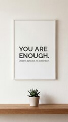 Minimal framed quote poster with succulent plant