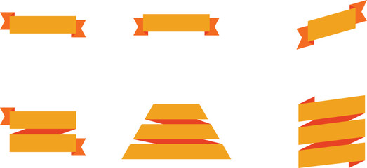 Orange Ribbon Banner Set Vector &ndash; Decorative Labels & Badges