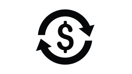 Obraz premium A black and white circular icon depicting a dollar sign within a recycling symbol