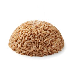 boiled brown rice isolated on white background