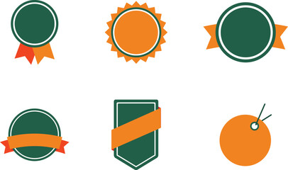 Flat Badge and Ribbon Label Vector Set for Branding and Marketing