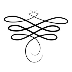 Flourish calligraphic design element. Page decoration symbol to embellish your layout. Linear of vintage swirl