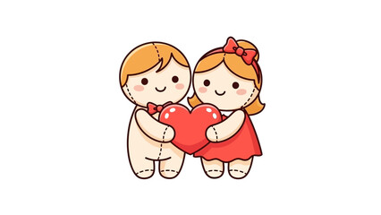 Cartoon Children Holding Heart Together 1.