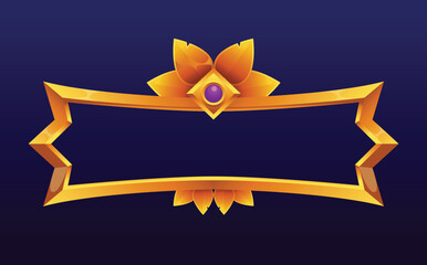 Frame medieval game ui. Empty rectangle frame in old style, interface element. Metallic banner or decorative border. Vector cartoon of blank rectangle button