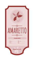 Amaretto vintage bottle label design with ethnic elements in thin line style