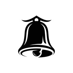 Black and white bell icon symbol.