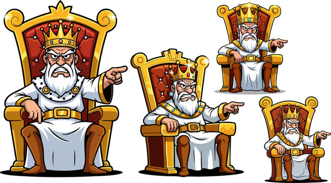 Angry king sitting on throne