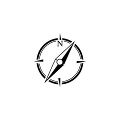 Black and white compass navigation tool.
