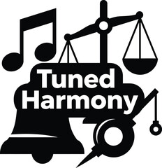 Tuned Harmony Musical Note Scales Music Vector Black Hand Drawn Typography Logo Emblem Badge Icon Silhouette Vintage Retro Graphic Justice Sound Law Art Art