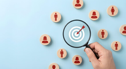 target audience focus concept with magnifying glass