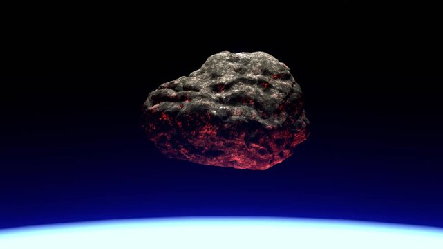 Asteroid Entering Earth's Atmosphere Realistic 3d Render Animation