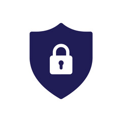 Dark blue security shield icon with a white padlock symbol.
