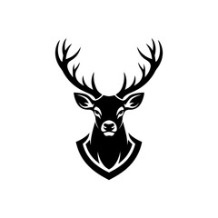 Deer Head with Large Antlers Silhouette. © faidzalikah