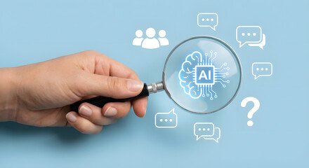 ai technology concept with magnifying glass