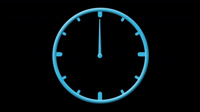 blue bevelled clock face frame outline with an accurate Thirty ( 30 s ) second timer with a second hand that smoothly moves clockwise around half of the clock 4K game, quiz or gameshow animation