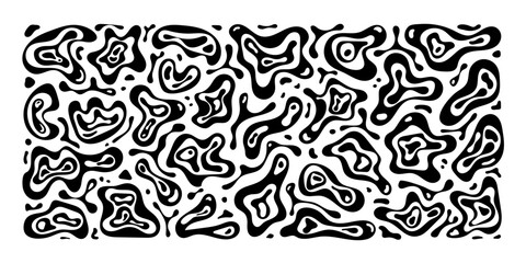 Abstract black and white pattern of flowing and smooth liquid organic shapes. Random spots. Vector illustration.