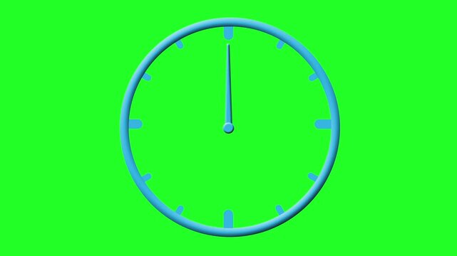 clock outline accurate thirty (30) second timer for game shows and quizzes requiring a half minute timed round with blue vector style line drawing and chroma key green screen background 4K video 