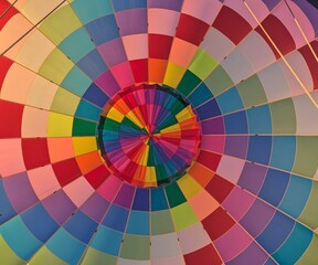 Obraz premium Colorful Hot Air Balloon Interior Viewed From Inside