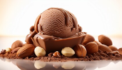 Eis Mit Chocolat Nuts One Large Scoop Atop Smaller Piles