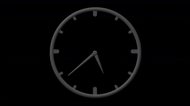 fast moving clock with a grey frame and clear transparent alpha channel background cycling quickly through the time with a suggestions of quick passage of time clock face has a simple grey frame 4K