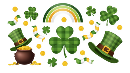 St patrick's day symbols isolated on transparent background