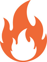 Bright Orange Flame with Curved and Pointed Tips also transparent background fire symbol abstract