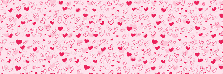 Hand Drawn Valentine Heart Pattern Background