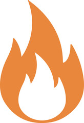 Orange flame with sharp pointed tips and smooth curves also transparent background fire