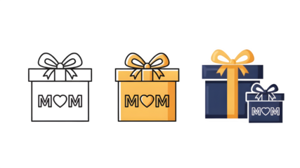 Three colorful gift boxes isolated on transparent background