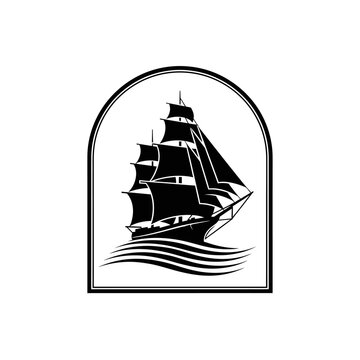 Sailing Ship with Multiple Sails.